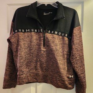 Under Armour Pullover Sweatshirt Pink Black Half Zip Marled Loose Fit Womens S